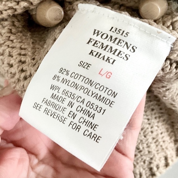 Woolrich Women’s Sweater knit Cardigan Tan Oatmeal Marine Shawl Collar Size L - Picture 10 of 12